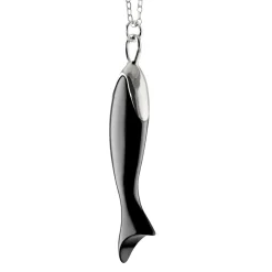 Perseverance Black Ceramic and Sterling Silver Fish