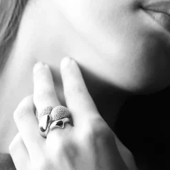 Perseverance Fish Pave Sapphire Sterling Silver Ring