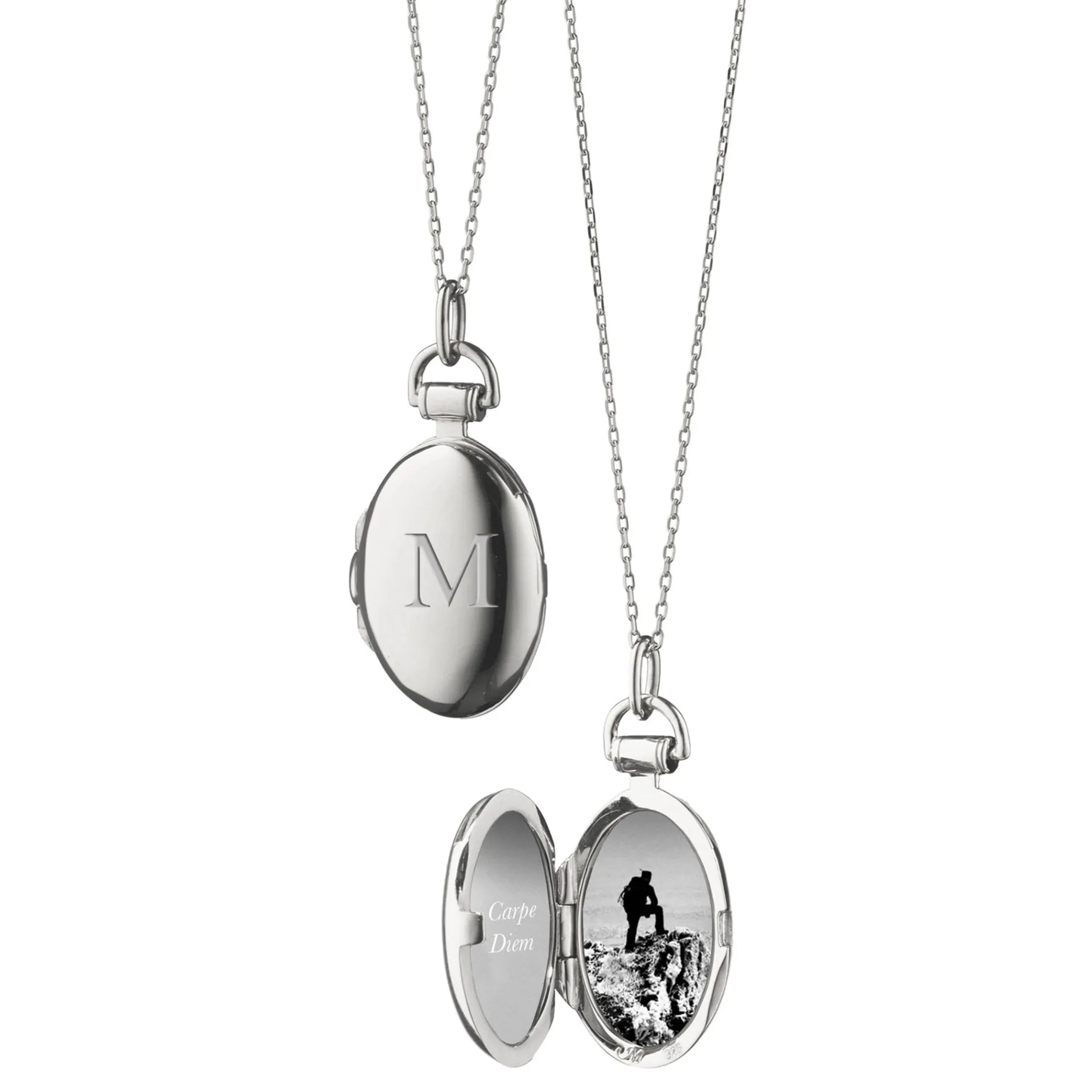 Petite "Anna" Sterling Silver Engraved Locket Necklace
