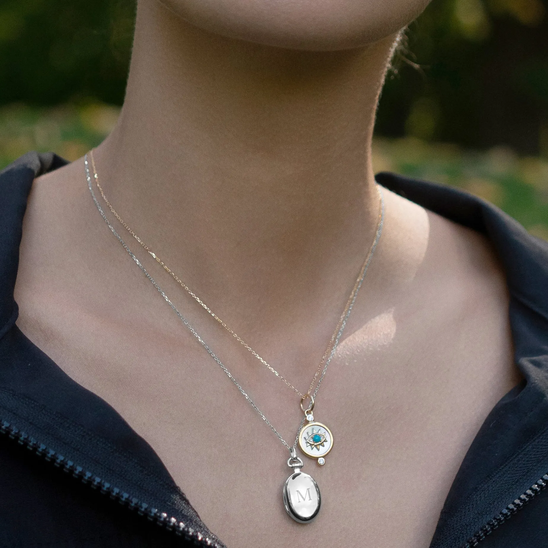 Petite "Anna" Sterling Silver Engraved Locket Necklace