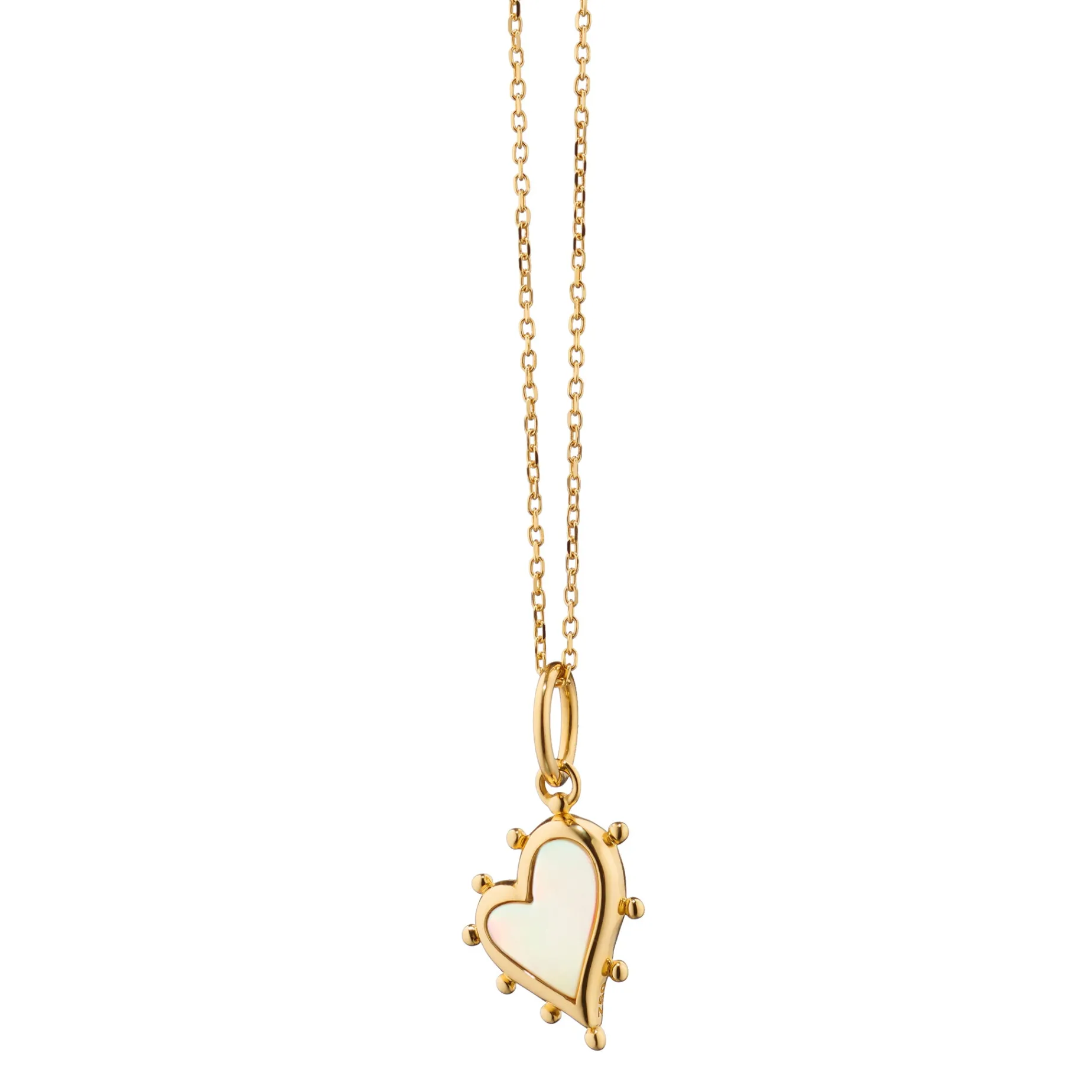 Petite Mother of Pearl Gold Heart Necklace
