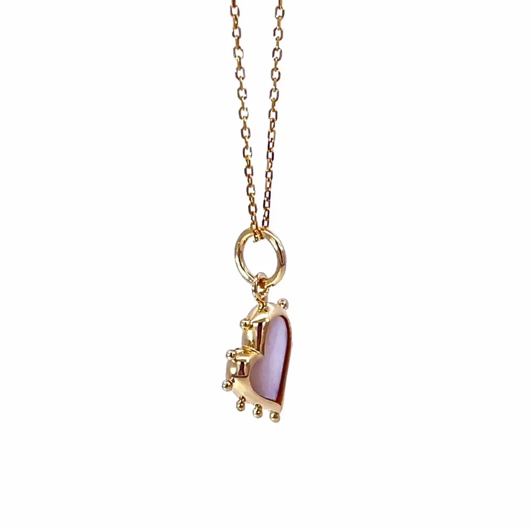 Petite Mother of Pearl Gold Heart Necklace