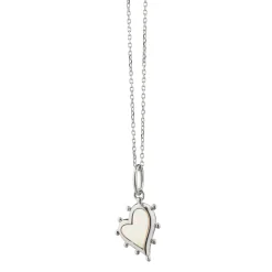 Petite Mother of Pearl Sterling Silver Heart Necklace