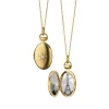 Petite Oval "Diamond Star" Gold Locket Necklace