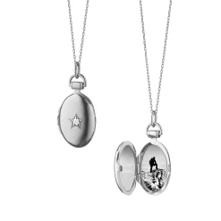 Petite Oval "Sapphire Star" Locket Necklace