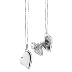 Petite Slim Sterling Silver Heart Locket Necklace