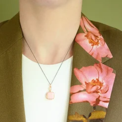 Pink Enamel Vermeil Cushion Locket