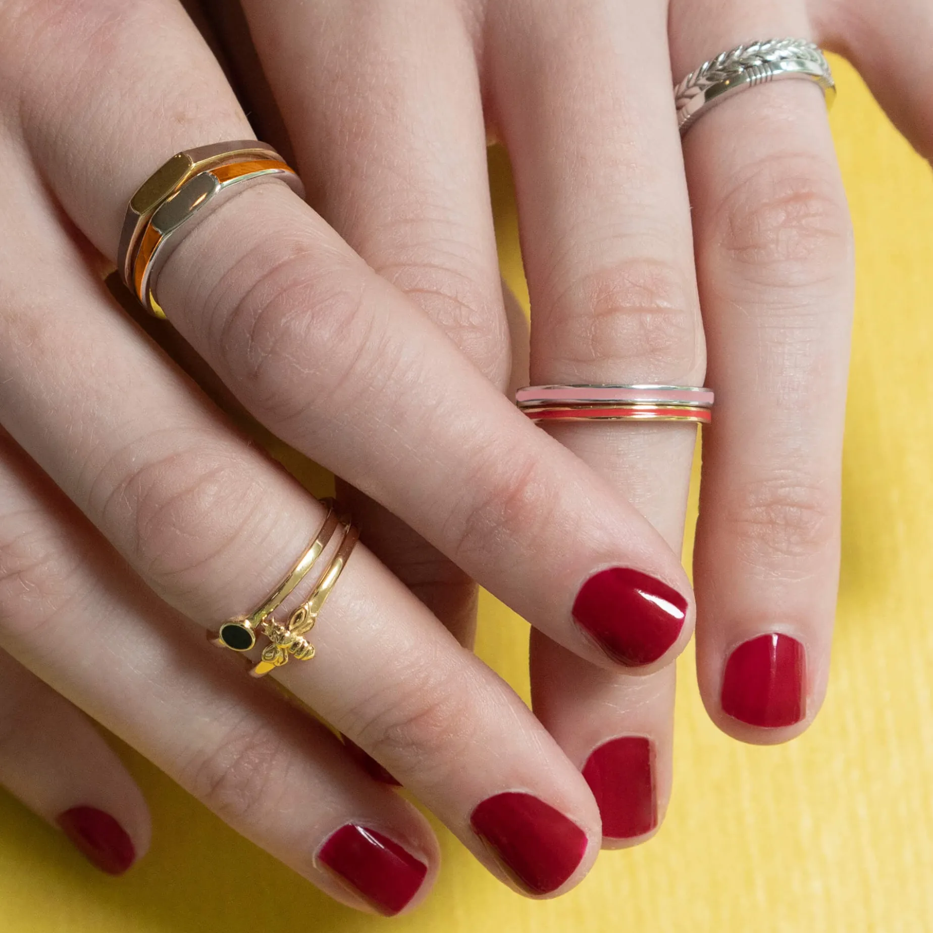 Pink "Unity" Poesy Stackable Ring