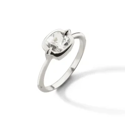 Points North Cushion Rock Crystal Ring with White Sapphires