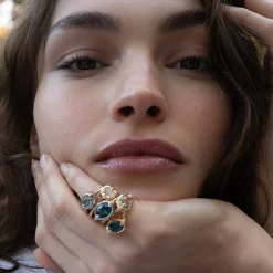 Points North Cushion Rock Crystal Ring with Diamonds