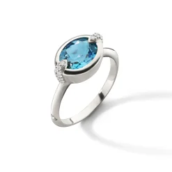 Points North Deep-Set Oval London Blue Topaz Ring
