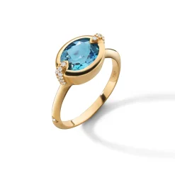 Points North Deep-Set Oval London Blue Topaz Ring