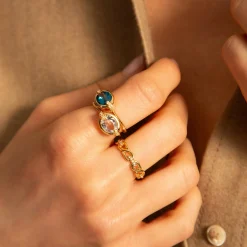 Points North Deep-Set Oval Rock Crystal Ring