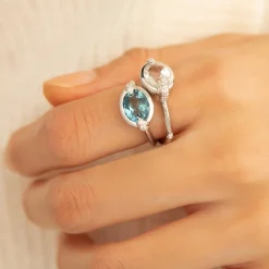 Points North Deep-Set Oval London Blue Topaz Ring