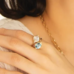 Points North Deep-Set Oval London Blue Topaz Ring