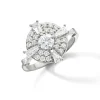 Points North Diamond 18K White Gold Ring with Round and Tapered Baguette Diamonds