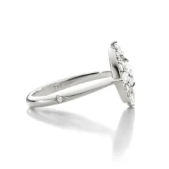 Points North Diamond 18K White Gold Ring with Round and Pear Shaped Diamonds