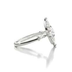 Points North Diamond 18K White Gold Ring with Round and Tapered Baguette Diamonds