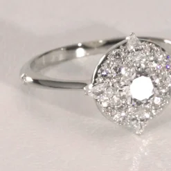 Points North Diamond 18K White Gold Ring with Round and Pear Shaped Diamonds