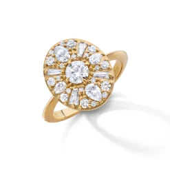 Points North Diamond Ring with Round, Baguette and Pear Shape Diamonds