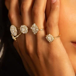 Points North Diamond Ring with Round and Pear Shaped Diamonds