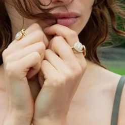 Points North Diamond Ring with Round and Tapered Baguette Diamonds
