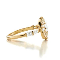 Points North Diamond Ring with Cushion, Baguette and Round Diamonds