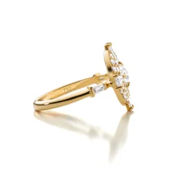 Points North Diamond Ring with Round and Tapered Baguette Diamonds