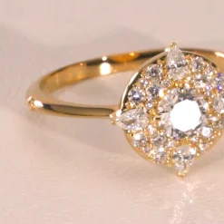 Points North Diamond Ring with Round and Pear Shaped Diamonds