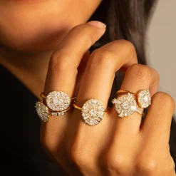 Points North Diamond Ring with Round and Tapered Baguette Diamonds