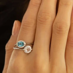 Points North London Blue Topaz Ring with White Sapphires