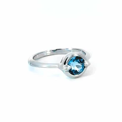 Points North Round London Blue Topaz Ring with White Sapphires