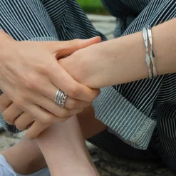 “Points North” Sterling Silver Pavé Sapphire Cuff