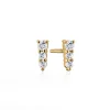 Reclaimed 18K Yellow Gold and Diamond Earrings, 3 Diamonds