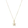 Reclaimed 18k Yellow Gold Star Necklace with 6 Round Diamonds