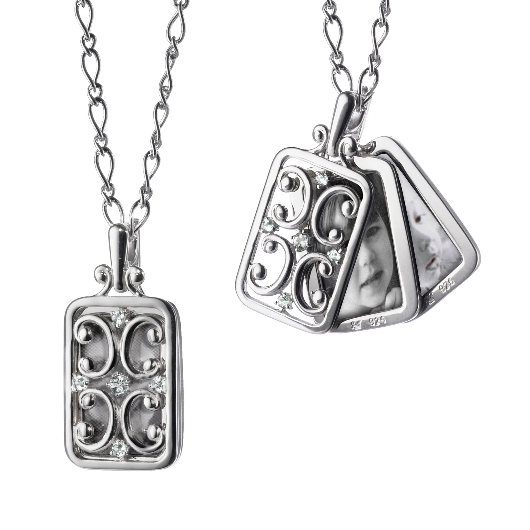 Rectangular Gate Locket with Sapphires