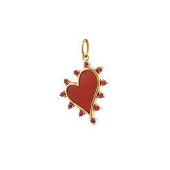 Red Carnelian Heart Necklace with Rubies