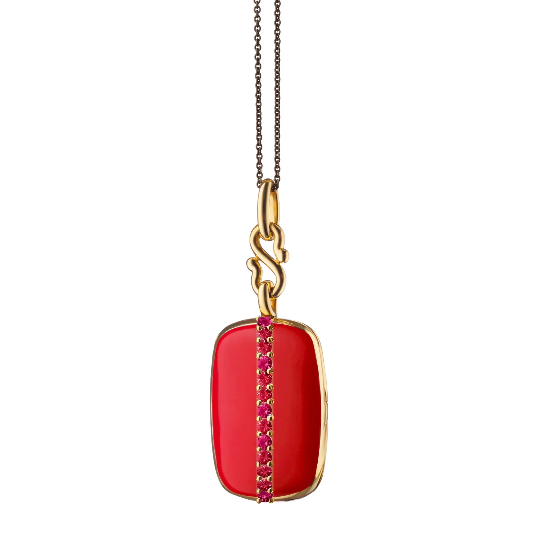Red Enamel Vermeil "Britt" Locket with Rubies