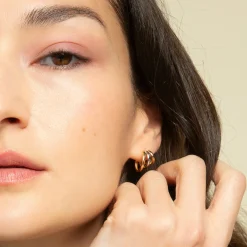 “Rings of Saturn” Earrings in 18K Yellow, Rose and White Gold