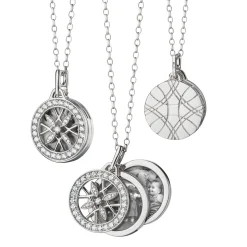 Round Gate Locket Necklace in White Gold