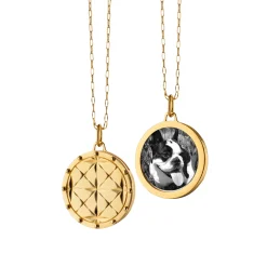 Round Mosaic 18K Gold Half Locket