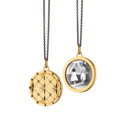 Round Mosaic 18K Gold Half Locket