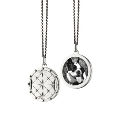 Round Mosaic Sterling Silver Half Locket