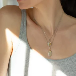 Slim "Brie" Two-Tone Locket Necklace