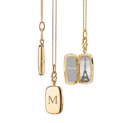 Slim "Britt" 18K Gold Engraved Locket Necklace