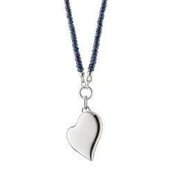 Slim Heart Locket on Blue Sapphire Gemstone Necklace