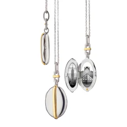 Slim Oval "Tess" Two-Tone Locket Necklace