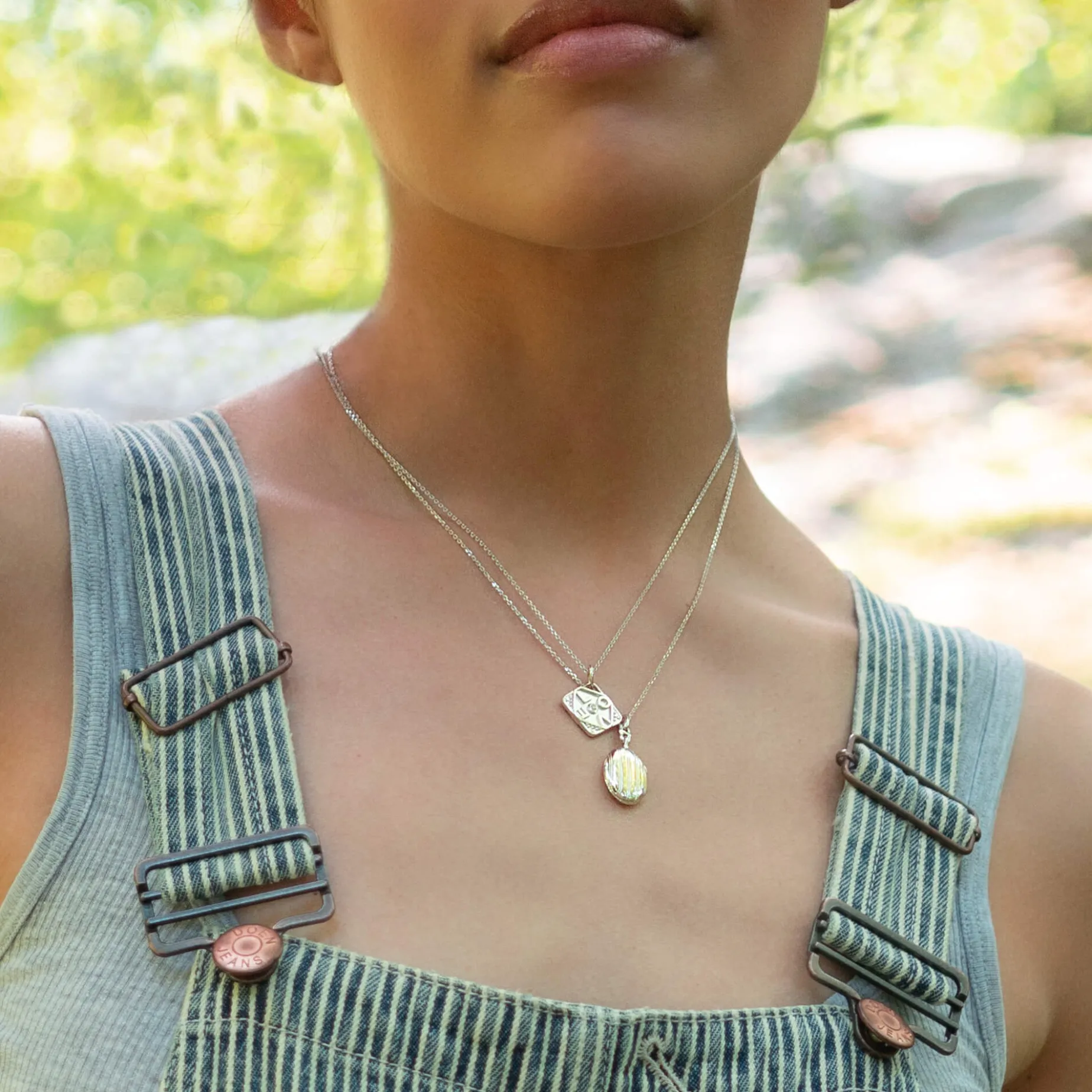 Slim Pinstripe "Eve" Sterling Silver Locket Necklace
