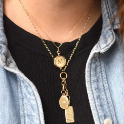 Slim "Quinn" 18K Gold Engraved Locket Necklace