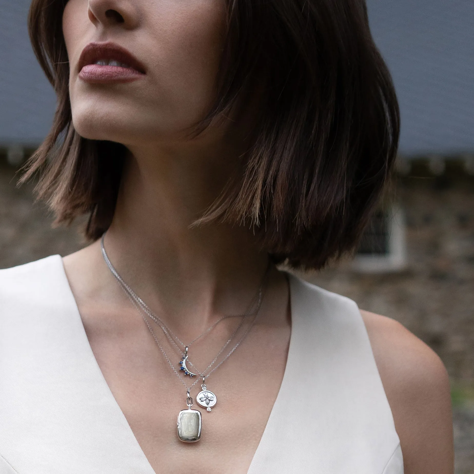 Slim Rectangle "Dee" Locket Necklace